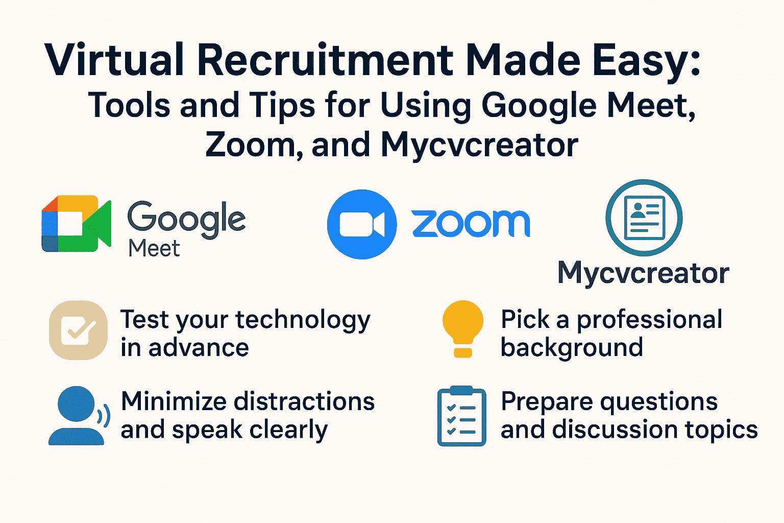 Virtual Recruitment Made Easy: Tools and Tips for Using Google Meet, Zoom Meet, and Mycvcreator