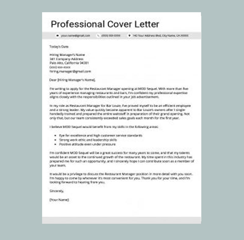 Professional Cover Letter
